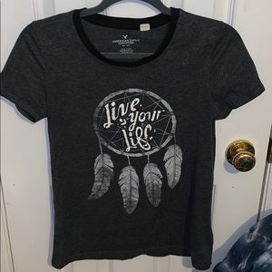 AEO Live Your Life Gray Graphic Tee